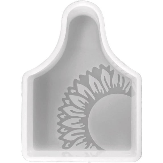Sunflower Cow Ear Tag Silicone Mold  Size 4" Wide x 3" Long x 1" Deep  Sunflower Cow Ear Tag Design for Freshie, Soap, Resin, Candles