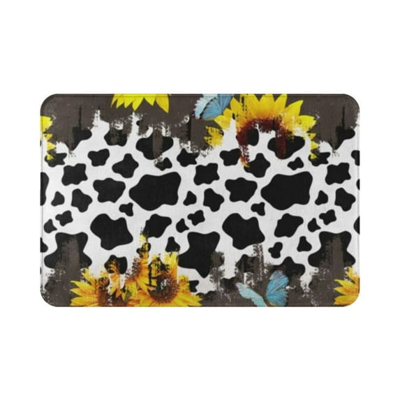 Sunflower Cow Print Bath Mats No Slip Bathroom Rugs Washable Kitchen Rug Door mat Carpets 16"x24"