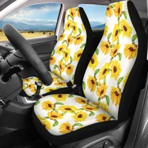 Sunflower Cow Print Car Seat Cover Soft Auto Accessories rations 2 PCS Fit for Cars SUV Sedan Vans
