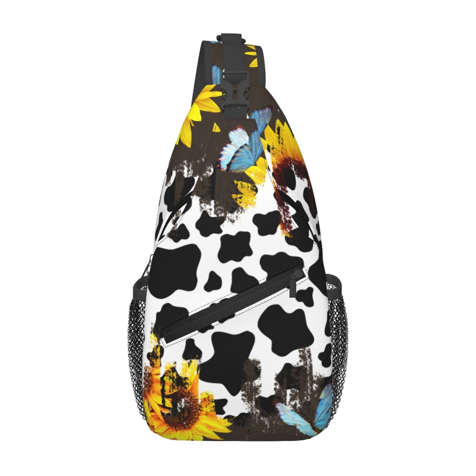 Sunflower Cow Print Crossbody Sling Bag for Women Men Sling  display picture 1