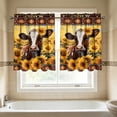thumbnail image 1 of Sunflower Cow Print Kitchen Short Curtains, Rustic Farmhouse Rod Pocket Window Tier Curtains for Country Kitchen Cafe Window Decor, 1 of 7