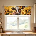 thumbnail image 1 of Sunflower Cow Print Kitchen Short Curtains, Rustic Farmhouse Rod Pocket Window Tier Curtains for Country Kitchen Cafe Window Decor, 1 of 7