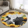 thumbnail image 1 of Sunflower Cows Round Rug 3ft Washable Circle Entryway Rugs Non Slip Yellow Floral Botanical Summer Grey Plaid Area Rug Indoor Floor Carpet for Bedroom Kitchen Living Room Home Office Dining Room, 1 of 8