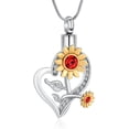 thumbnail image 1 of Sunflower Cremation Jewelry Heart Urn Necklace for Ashes for Women Human Pet Memorial Crystals Pendant, 1 of 7