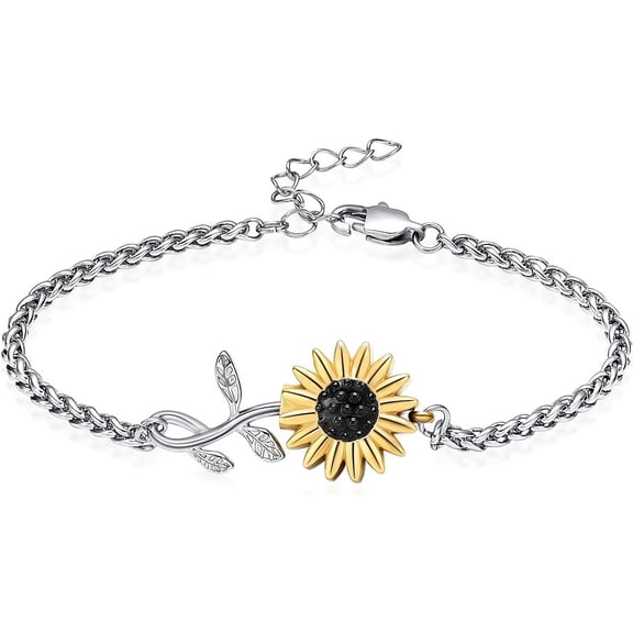 Sunflower Cremation Jewelry Urn Bracelet for Ashes for Women Girls Adjustable Memorial Link Bracelet
