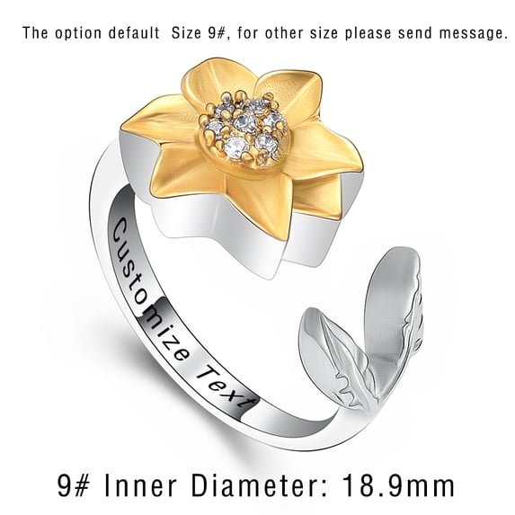 Sunflower Cremation Jewelry for Ashes Holder Funeral Urns Ring for Cremation Ashes Memorial Finger Ring for Women