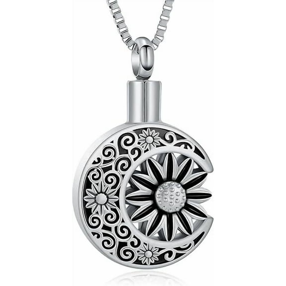 Sunflower Cremation Jewelry for Ashes With Moon Cremation Jewelry for Women Human / Pet Ashes Chain Memories Jewelry to Keep Someone Near to You