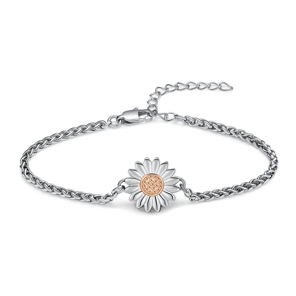 Sunflower Cremation Urn Bracelet for Ashes - Stainless Steel Urn Bangles for Pet / Human Cremation Jewelry Women's Ashes Link Bracelets Keepsake Memorial Jewelry
