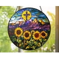 thumbnail image 1 of Sunflower Cross Glass Suncatcher | Christian Window Hanging Art | Handmade Sunflower & Mountain Home Décor Gift, 6.3 in, 1 of 3