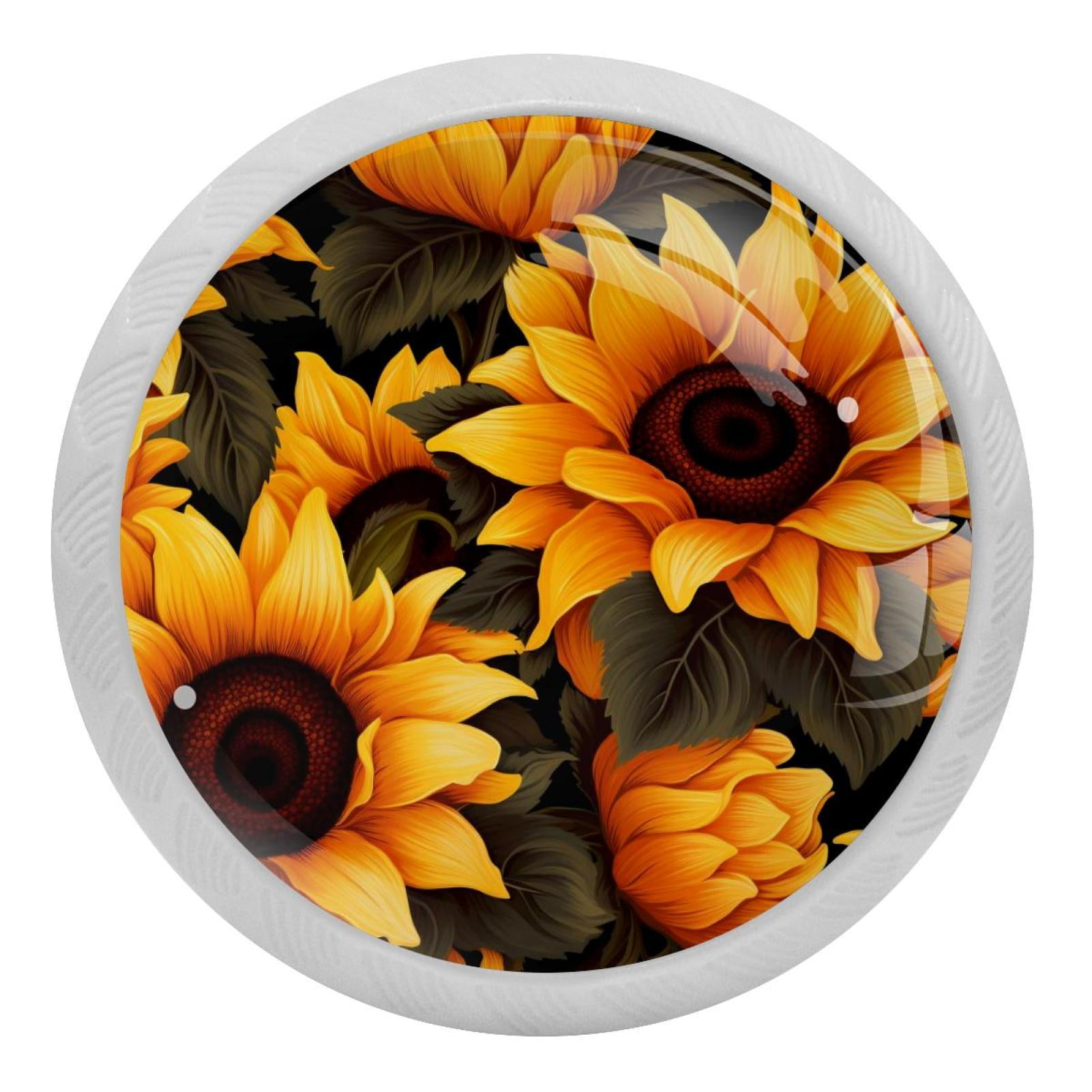 Sunflower Crystal Knobs with Screws 4Pack Round Fluorescent Drawer