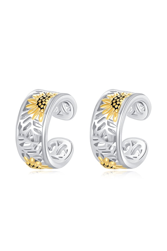 Sunflower Cuff Earrings for Women Sterling Silver Sunflower Cuff Earrings Jewelry Gifts