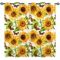 thumbnail image 1 of Sunflower Curtains Grommet Light Filtering Window Drapes with Watercolor Yellow Floral Leaf Butterfly Print Pattern Decorative Privacy Curtains for Bedroom Living Room 2 Panels 52 x 63 Inch, 1 of 6