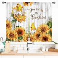 thumbnail image 1 of Sunflower Curtains for Kitchen, Rusitc Country Gnome Yellow Flowers on Wooden Printed Farmhouse Style Rod Pocket Bedroom Living Room Small Short Window Curtains 2 Panels, 55x39 Inch, 1 of 4