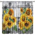 thumbnail image 1 of Sunflower Curtains, Rustic Sun Flower on Wood Window Treatments for Living Room, Yellow Floral Blackout Farmhouse Country Drapes 2 Panel Sets,52x84 Inch, 1 of 6