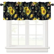 A.Monamour Short Curtain for Small Window White Transparent Sheer Voile Flowers Embroidery with Grommet Top Valance Window Panel Half Curtain for Kitchen Café Bedroom Cabinet Curtain Door Curtain