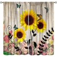 thumbnail image 1 of Sunflower Curtains, Vintage Wood Panel Sunflower Butterfly Floral Bedroom Living Room Nursery Window Decorative Curtains 55x63in, 1 of 6