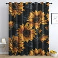 thumbnail image 1 of Sunflower Curtains, Yellow Floral Blackout Curtains, Rustic Curtains For Bedroom Living Room Decor, Thermal Insulated Grommet Drapes29"W x 63"L (Pack of 2), 1 of 6