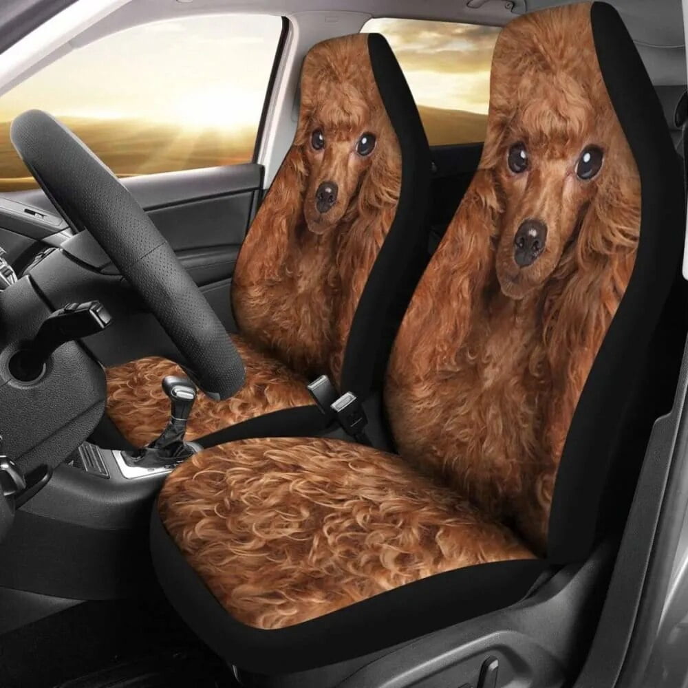 Brown Poodle Car Seat Cover (Set of 2) Brown Poodle Car Seat Cover (Set of 2)