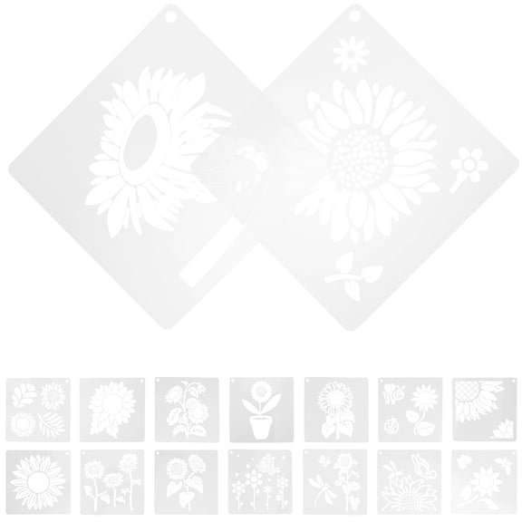 HEMOTON Sunflower Stencils for Painting on Wood Walls and Crafts Reusable PET Templates for DIY Projects