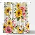 thumbnail image 1 of Sunflower Daisly Shower Curtain Rustic Vintage Retro Yellow Pink Floral Sage Green Leaves Spring Nature Botanical Plant Western Country Fabric Bath Curtain Set with Hook, 1 of 3