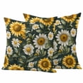 thumbnail image 1 of Sunflower Daisy Pillow Covers 2 Pack Country Retro White Yellow Flower Green Leaf Pillowcase Waterproof Outdoor Throw Pillow Cover for Patio Garden Square Cushion 20”x20”, 1 of 9