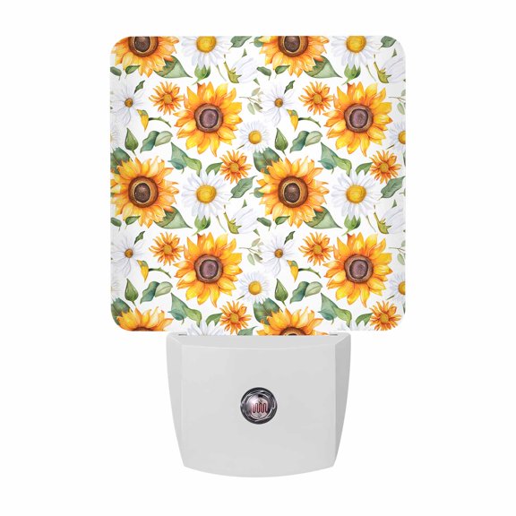 Sunflower Daisy Plug-in LED Night Lights Vintage Spring Auto Dusk-to-Dawn Sensor for Bedroom, Bathroom, Kitchen, Nursery, Hallway, Stairs, Wall Home Decor