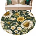 thumbnail image 1 of Sunflower Daisy Round Area&nbsp;Rug 6ft Country Retro Blooming Flower Leaf Green Non-Slip&nbsp;Washable Circle Rugs Soft Felt Indoor Floor Mat for Bedroom Kitchen Living Room Bathroom, 1 of 9