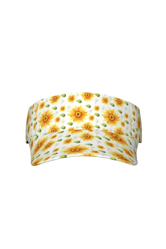 Sunflower Dandelion Flower Sun Visor Hat for Women & Men, Adjustable Sports Visor Cap with Sweatband, Packable Sun Protection for Beach, Outdoor Activities
