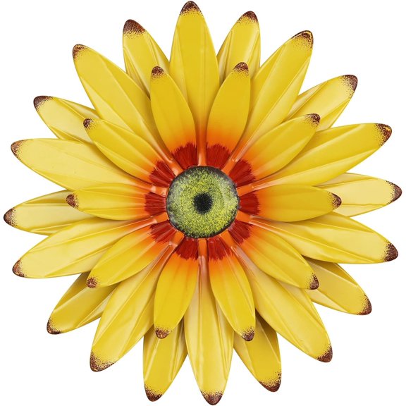 Sunflower Decor 11" Metal Flower Wall Decor for Indoor Outdoor, Sunflower Kitchen Decor Floral Metal Wall Art, Sunflower Wall Decor for Bathroom, Living Room, Porch, Garden, Yard, Backyard