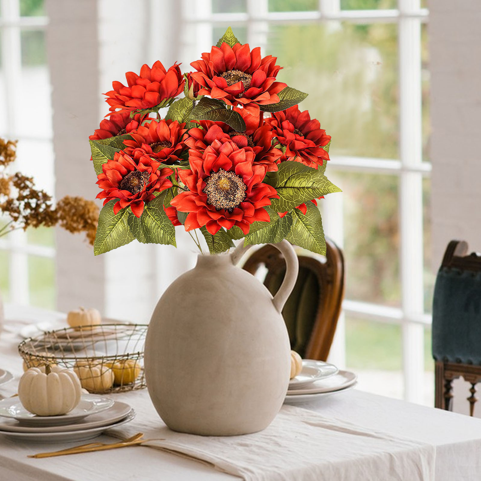 Image showcasing AuroraX Artificial Flowers Table Centerpieces Spring Home Decor Low ...