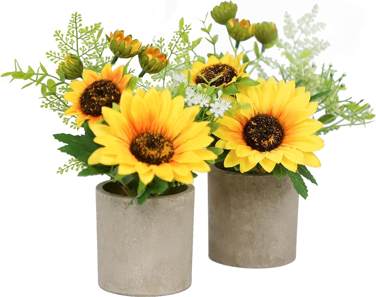 Sunflower Decor Artificial Potted Plants Yellow Fake Flower in Pots, Artificial Sunflower for Bathroom Home Kitchen Rustic Table Centerpiece Shelf Decor