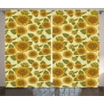 thumbnail image 1 of Ambesonne Vintage Curtains 2 Panel Set, Funky Style Sunflower, 108" x 84", Green Yellow, 1 of 3