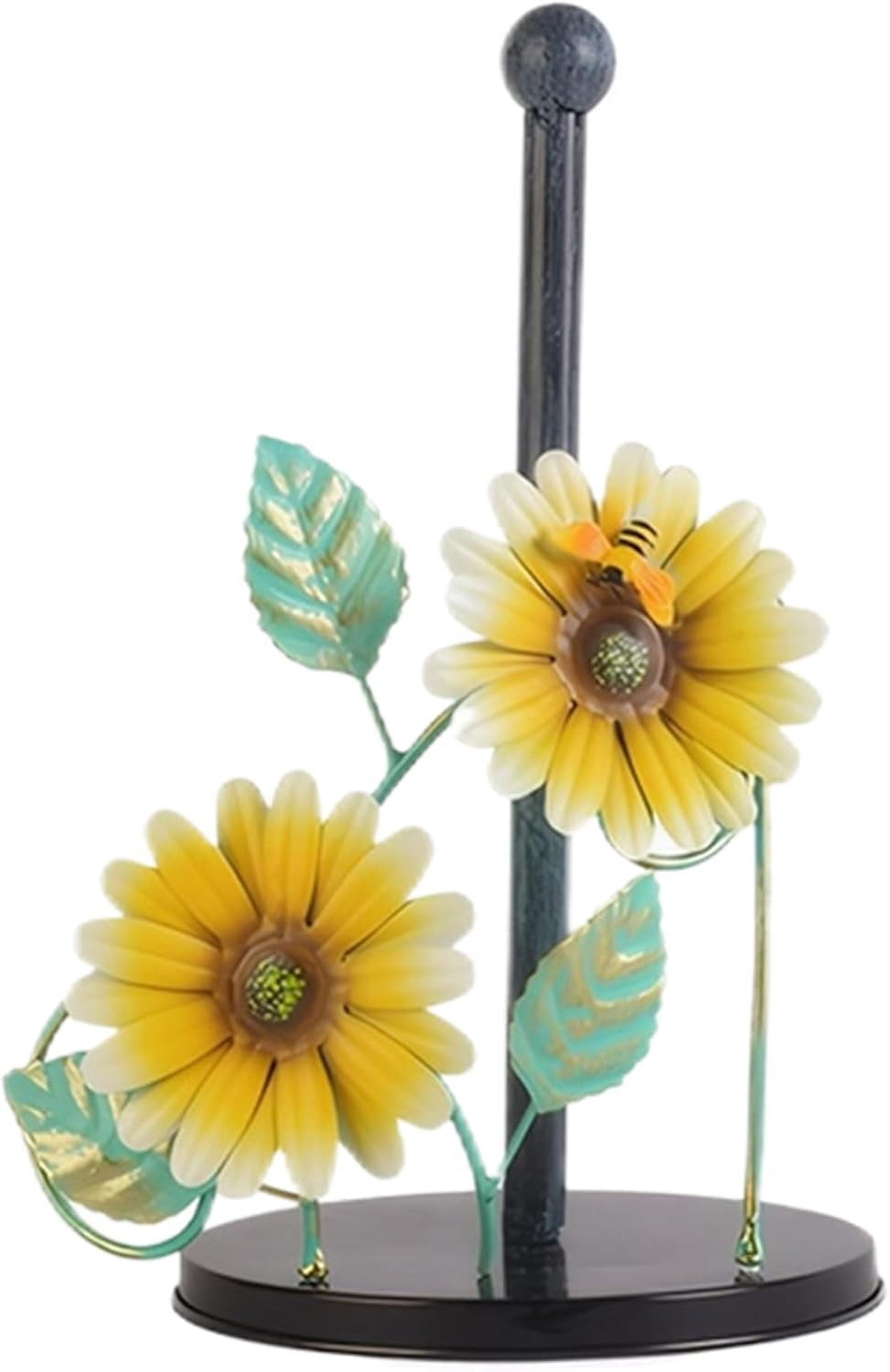 Sunflower Decor Paper Towel Holder,Metal Kitchen Paper Towel Holder with Bee, Sunflower Kitchen Decor and Accessories,Farmhouse Towel Stand for Kitchen Bathroom Countertop
