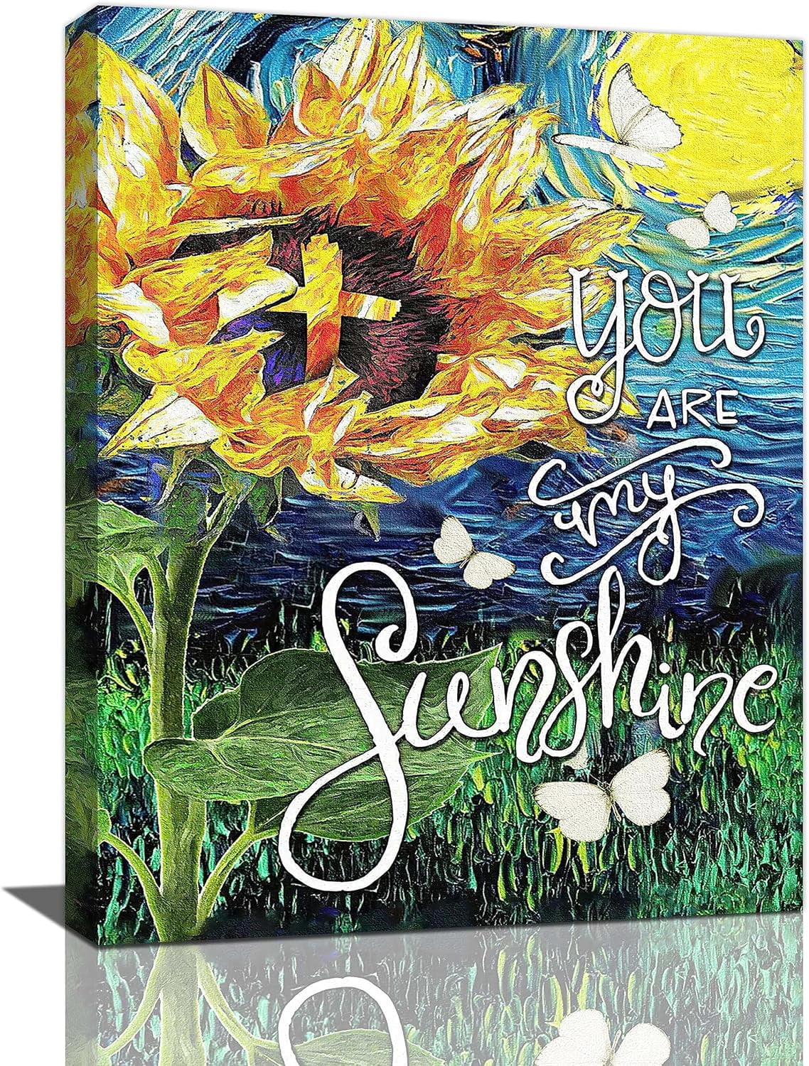 Sunflower Decor Wall Art Farmhouse Christian Cross Flower You Are My ...