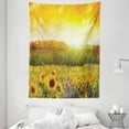 thumbnail image 1 of Sunflower Decor Wall Hanging Tapestry, Landscape Art with A Golden Sunflower Field and Distant Hill At Sunset Warm Colors, Bedroom Living Room Dorm Accessories, 60 X 80 Inches, by Ambesonne, 1 of 1
