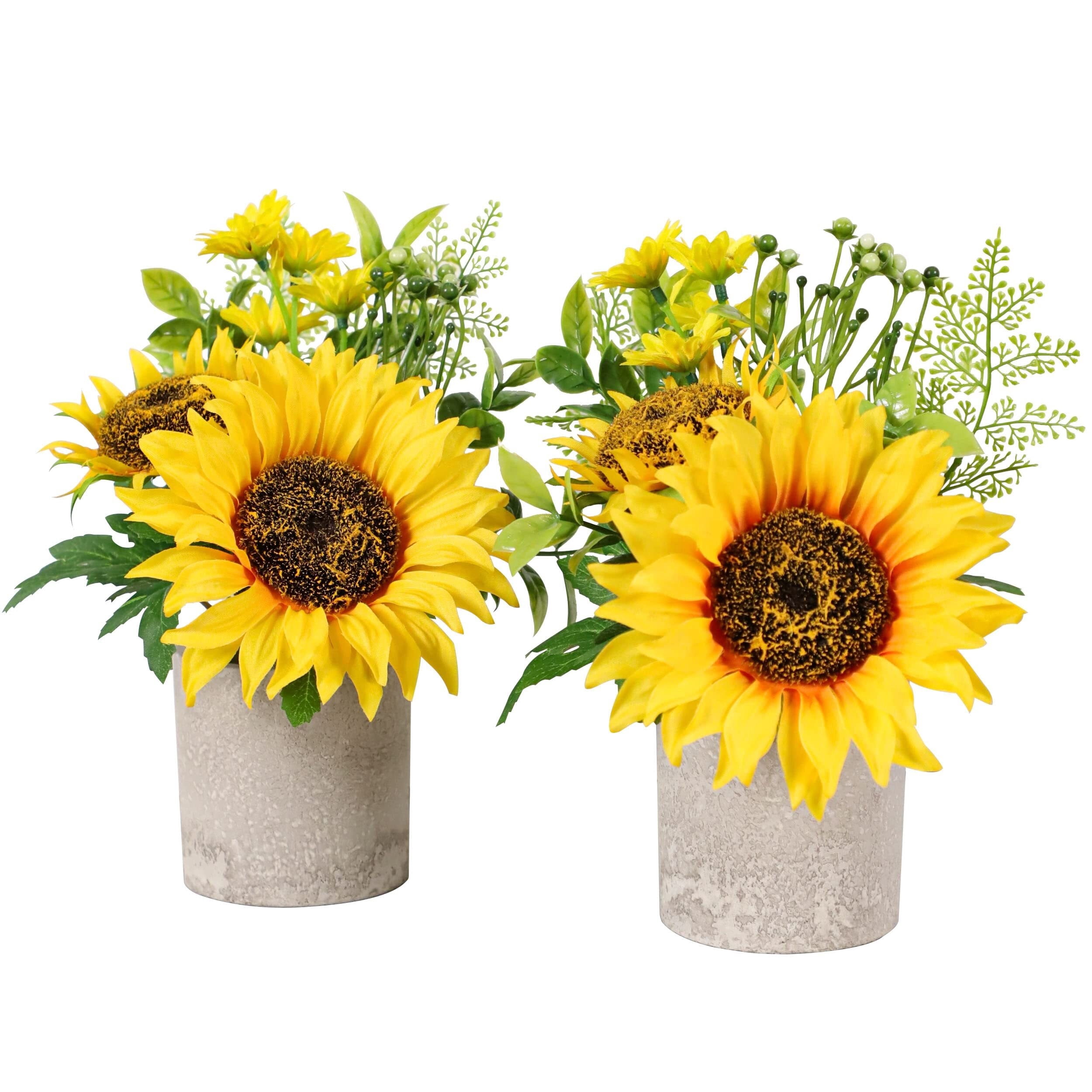 Sunflower Decor Yellow Fake Sunflower in Pots, Artificial Sunflower for ...