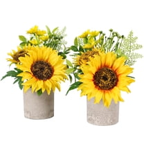 Sunflower Decor Yellow Fake Sunflower in Pots, Artificial Sunflower for Bathroom Home Kitchen Rustic Table Centerpiece Shelf Decor (2)