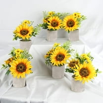 Sunflower Decor Yellow Fake Sunflower in Pots, Artificial Sunflower for Bathroom Home Kitchen Rustic Table Centerpiece Shelf Decor