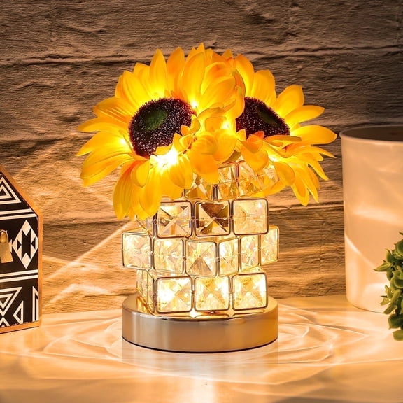 Sunflowers Flower Night Light Lamp USB Touch Small Table Lamps for Bedroom Decor Bar Coffee Decorations Gifts for Mom Women