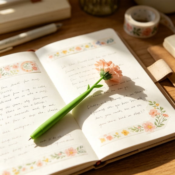 Sunflower Decorative Gel Pen 9.84In, Skip-Free Smooth Ink Replaceable Refill Ergonomic Lightweight Body, Ornament Writing Pen for Office Journaling Holiday Gifting Use