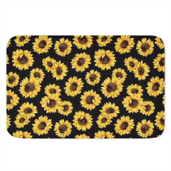 Sunflower Decorative Rug,Indoor Outdoor Doormat Non Slip Welcome Mats,Soft Flannel Floor Mat for Kitchen Bathroom Entryway Bedroom Living Room,23 x 16 inch
