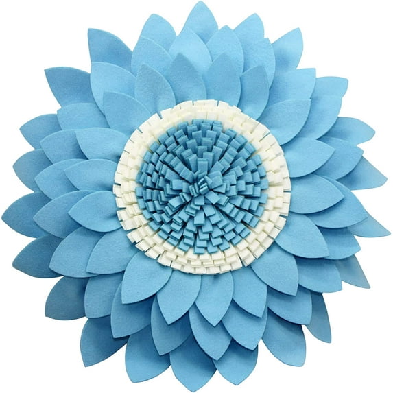 Sunflower Decorative Throw Pillows, 3D Flower Pillow, Accent Pillow, Sunflower Decorations, Flower-Shaped (17.5" Flower, 16" Pillow with Insert, Aqua)