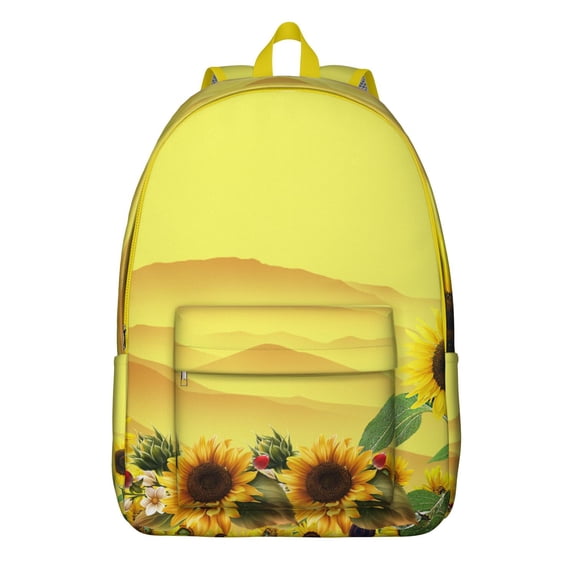Sunflower Design Bookbag for School College Teens Adults, Large Capacity Backpack with Laptop Sleeve, Durable Commuting Travel Bookbag, Floral Flowers Print Unisex Gift Idea for Work or College