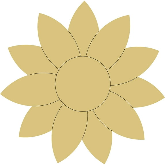 Sunflower Design by Lines Cutout Unfinished Wood Nature Summer Party Flower Door Hanger MDF Shaped Canvas Style 4 Art 1 (24")