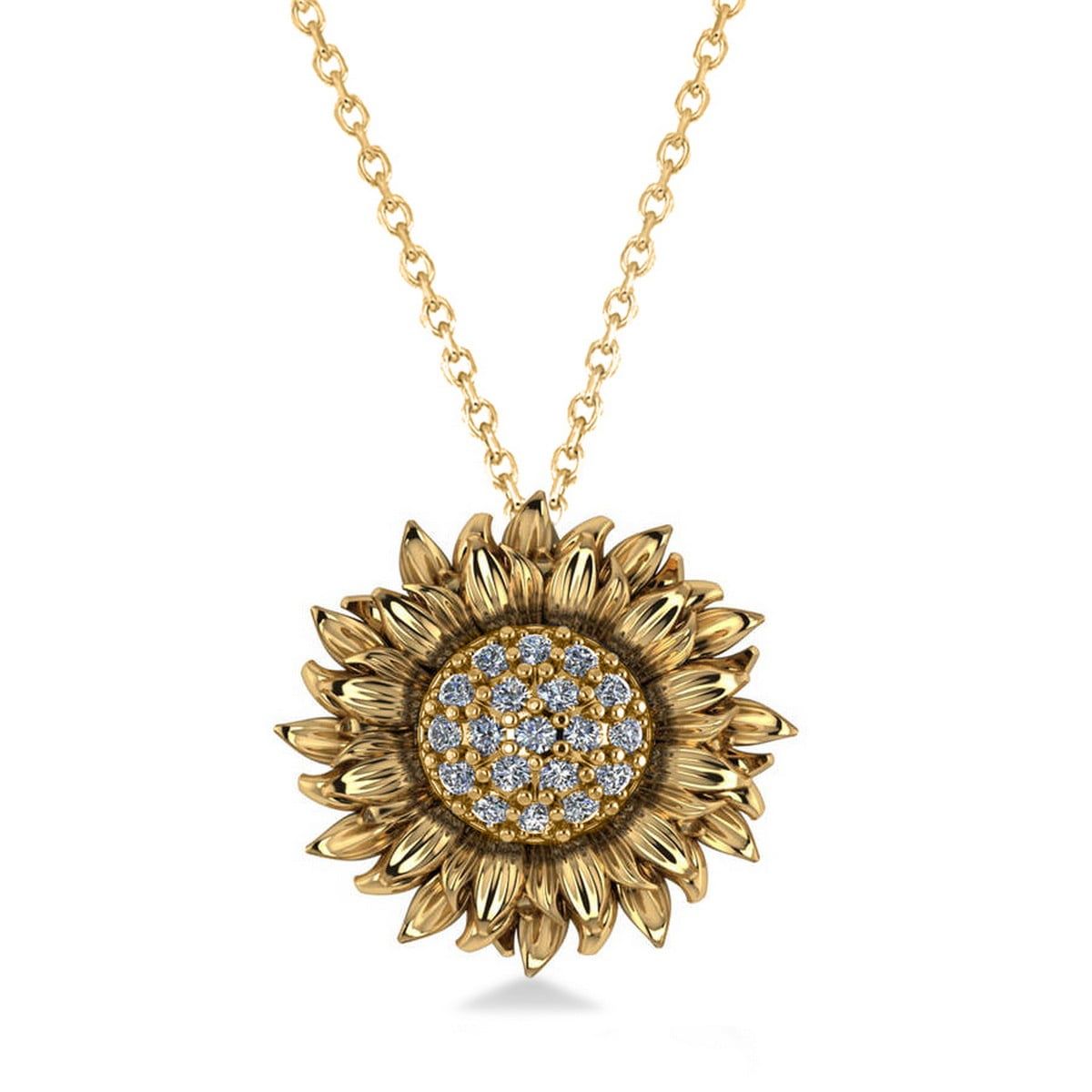 Bella Sunflower Diamond Necklace in White Gold – Dunsten Jewelry