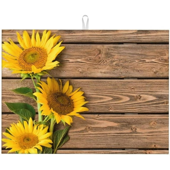 Sunflower Dish Drying Mat for kitchen Counter Large Microfiber Dish Drying Mat for Dishes Absorbent Reversible Kitchen Dish Drying Pad Rack Mat 18x24 Inch
