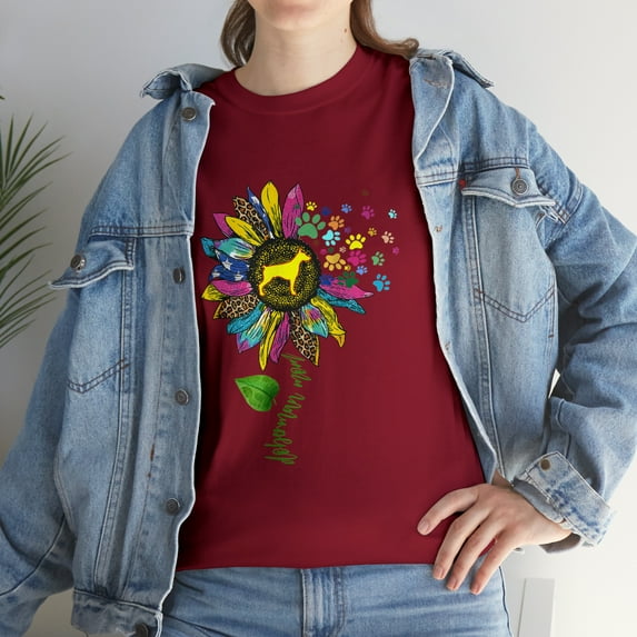 Sunflower Doberman Mom Dog Lover T-Shirt