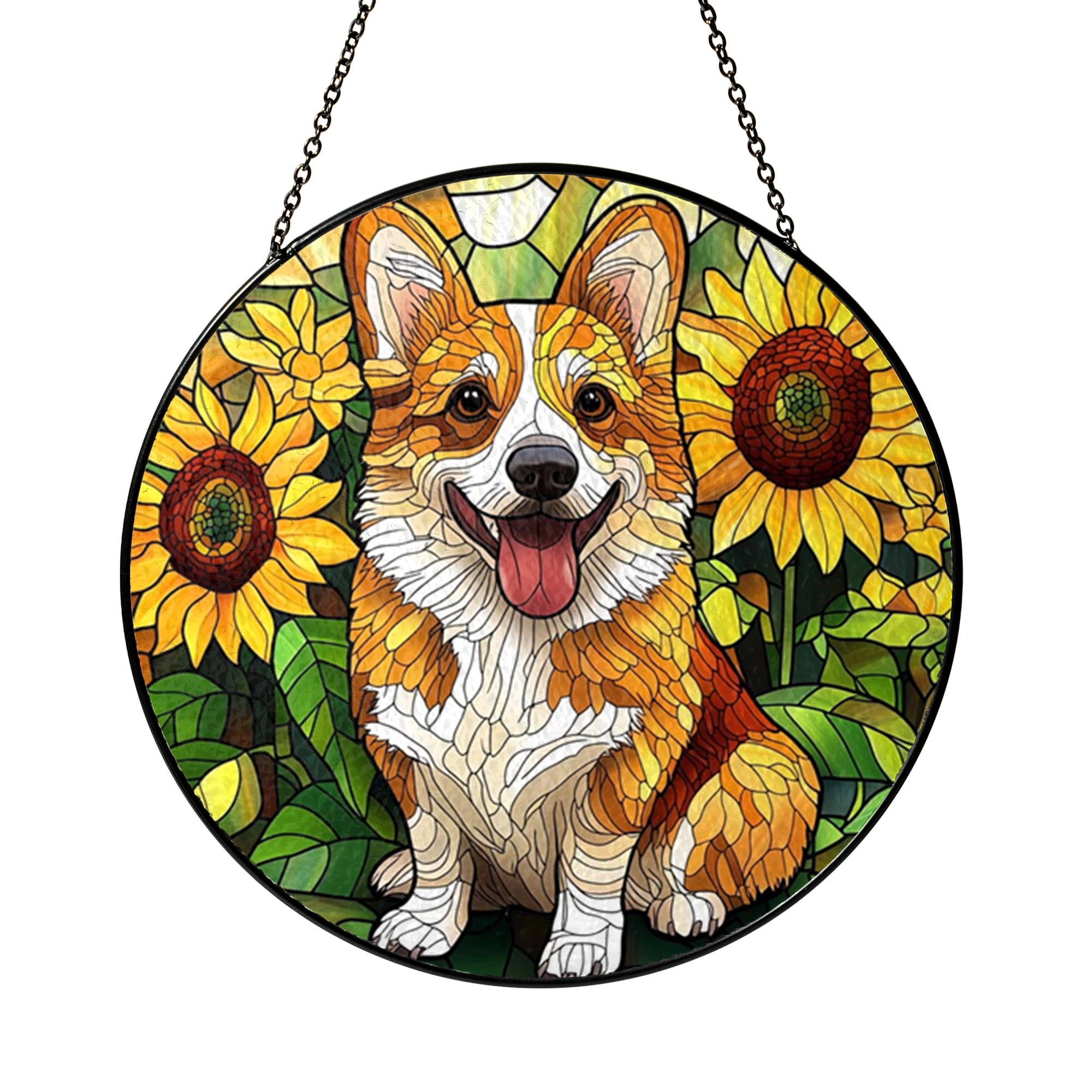 Window Drawing. Sign Sunflower Dog Window Decor in Stained Glass Style – Art - Walmart.com