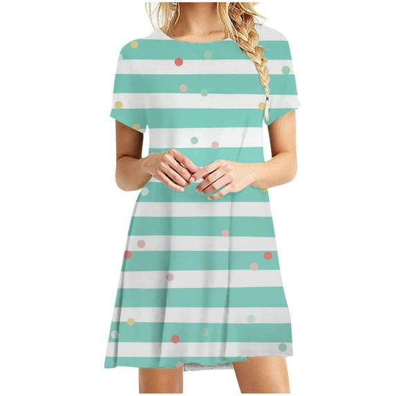Sunflower Dresses for Women's 2022 Summer Casual Tshirt Dresses Short Sleeve Boho Beach Dress Sexy Crewneck Sundress