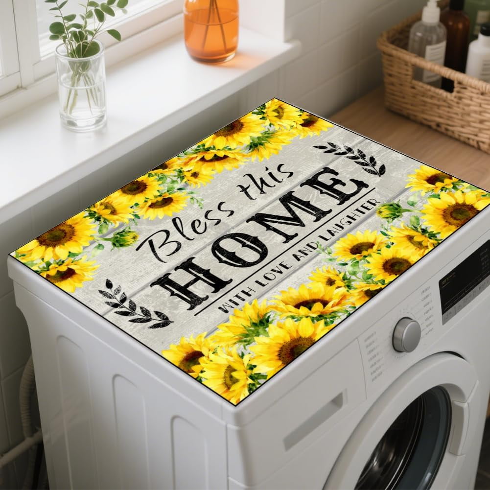 Sunflower Drying Mat Blessings Washing and Drying Machine Dust Mats Household Dust Cover Pads Bless Home Sunflower Washer Dryer Dust